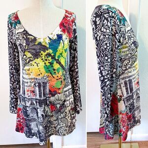 Amma Made in LA Colorful Floral Graphic Blouse S
